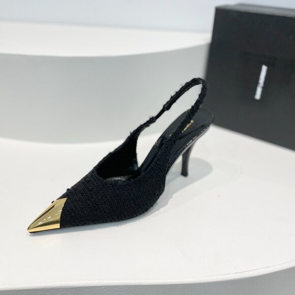 Saint Laurent Slingback Tweed In Size 37/ 10 cm heel / Never Worn - Picture 5 of 7